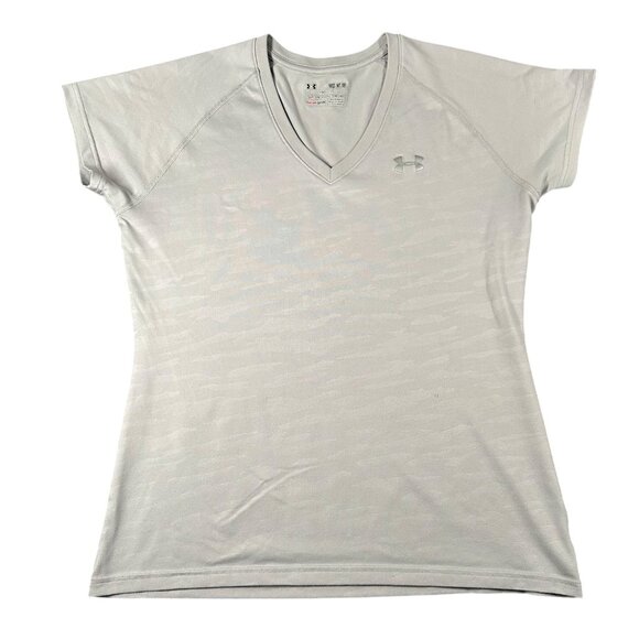 Under Armour Womens M Gray Semi-Fitted V-Neck HeatGear Performance Tee - Picture 1 of 11